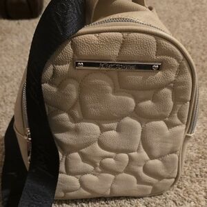 Betsey Johnson Tan Heart-Embossed Backpack